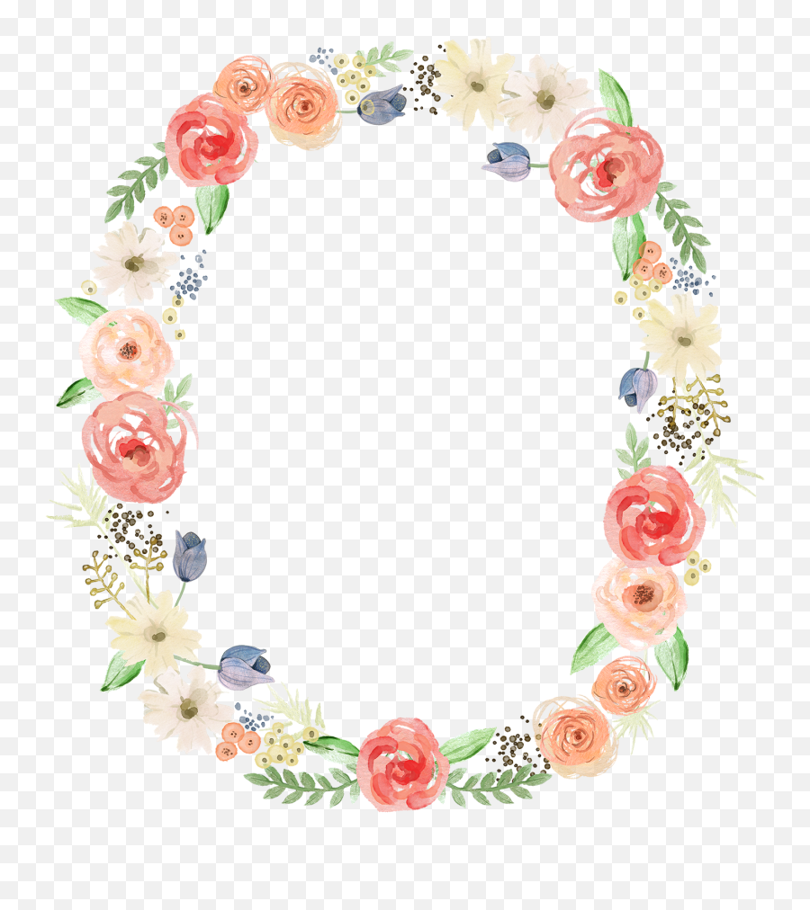 Download Flower Wedding Watercolor Invitation Ring Painting - Flower Ring Border Design Emoji,Watercolor Floral Png