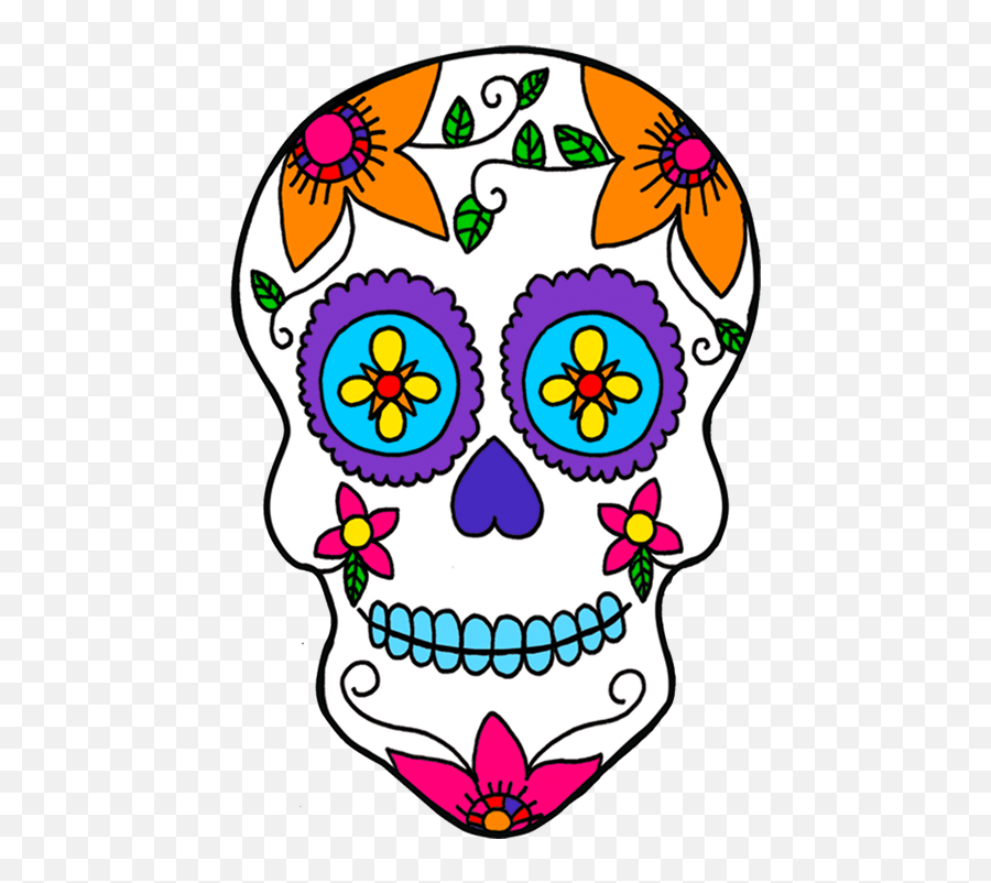 Decorated Skull Clipart Png Transparent - Day Of The Dead Mexico Clipart Emoji,Sugar Skull Clipart