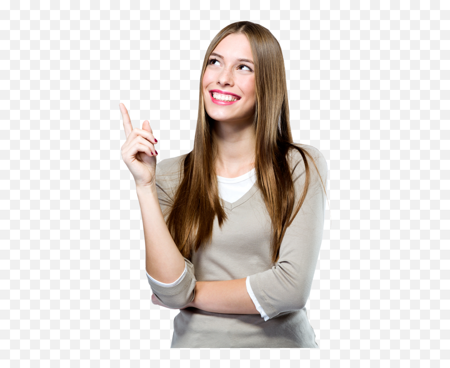 Beautiful Young Woman Pointing Up Over - Band In Australia Emoji,Woman Png