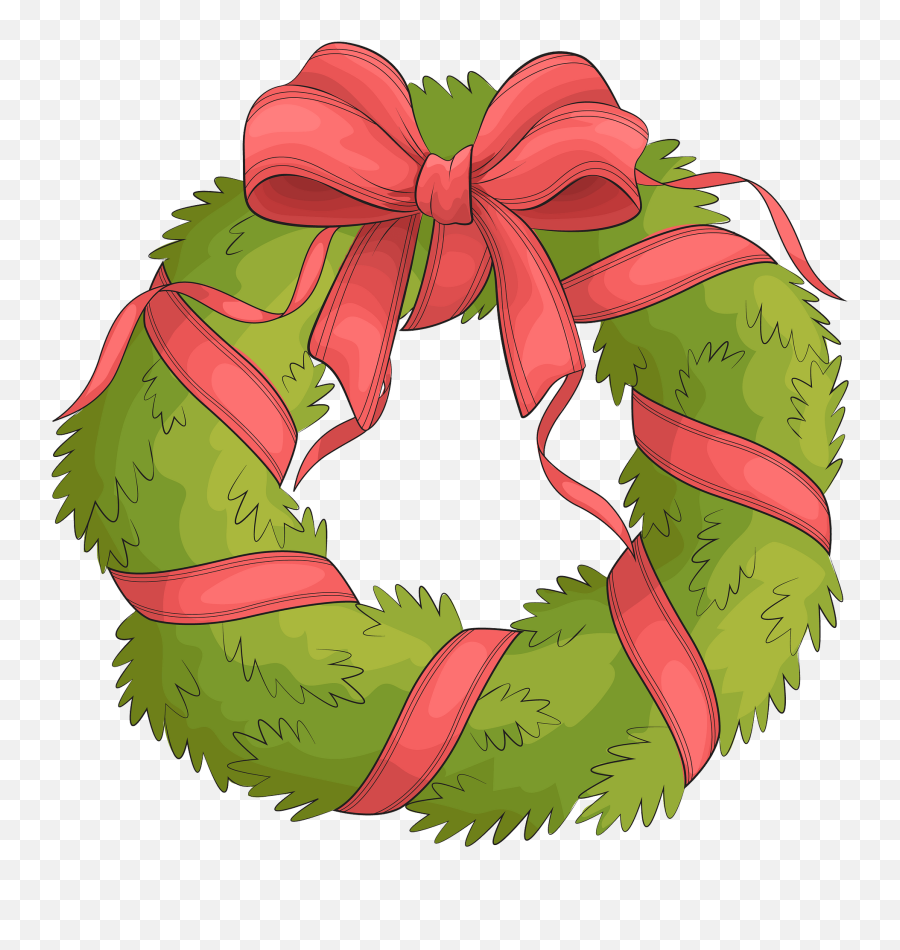 Christmas Wreath With Red Bow Clipart Free Download - For Holiday Emoji,Bow Clipart
