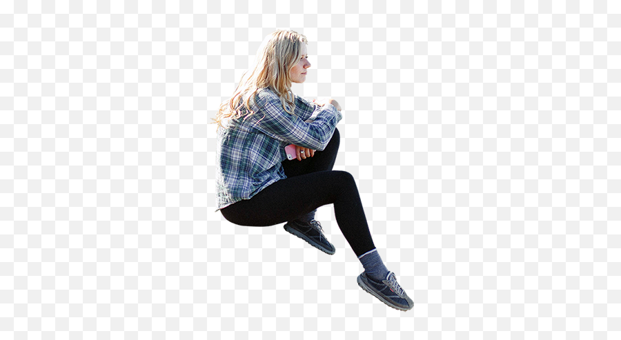 Cutout Image Of A Blonde Girl Sitting On A Rock Sheu0027s - Girl Sitting Thinking Png Emoji,Person Sitting Png