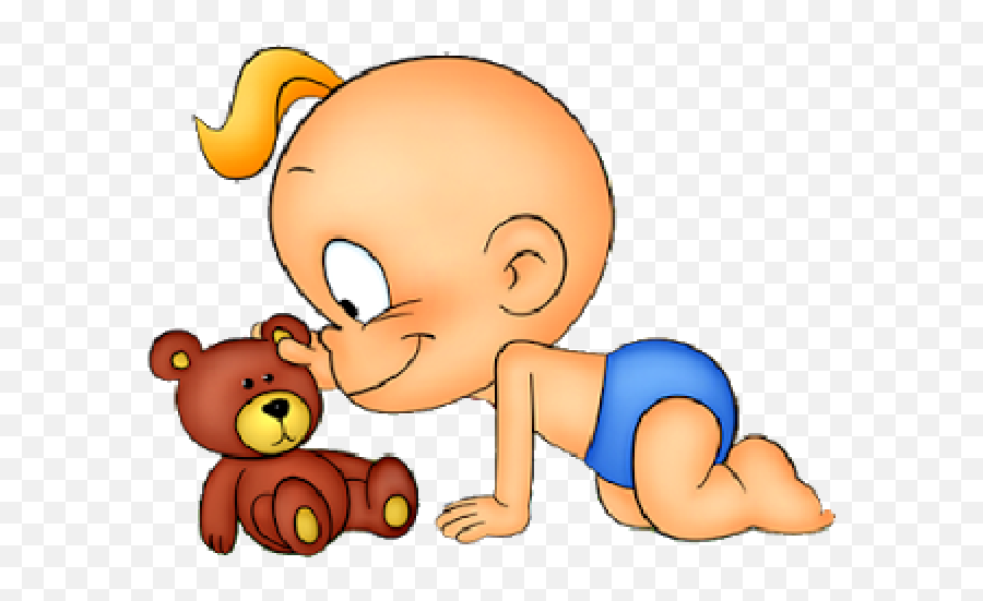 Animated Baby Clipart - Baby With Teddy Bear Cartoon Png Emoji,Baby Clipart