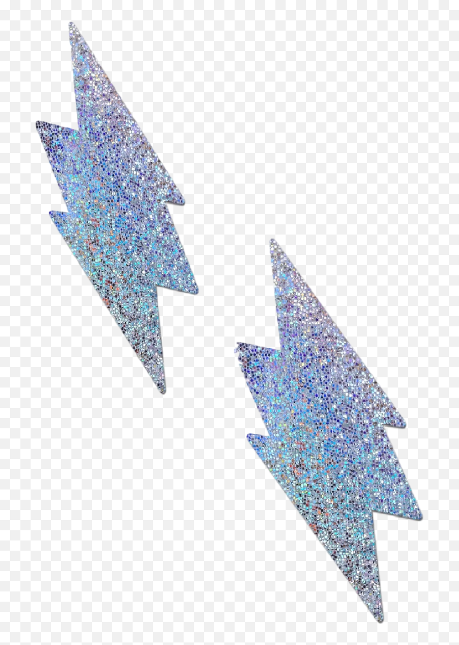 Silver Glitter Lightning Bolt Pasties - Dot Emoji,Lightning Bolt Transparent