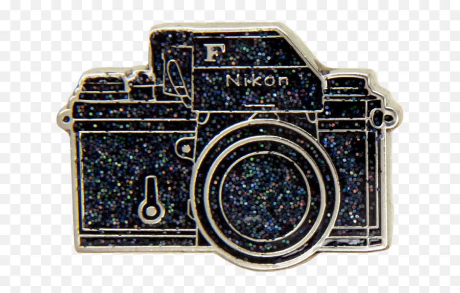 Camera Pin Black Glitter Silver - Mirrorless Camera Emoji,Silver Glitter Png