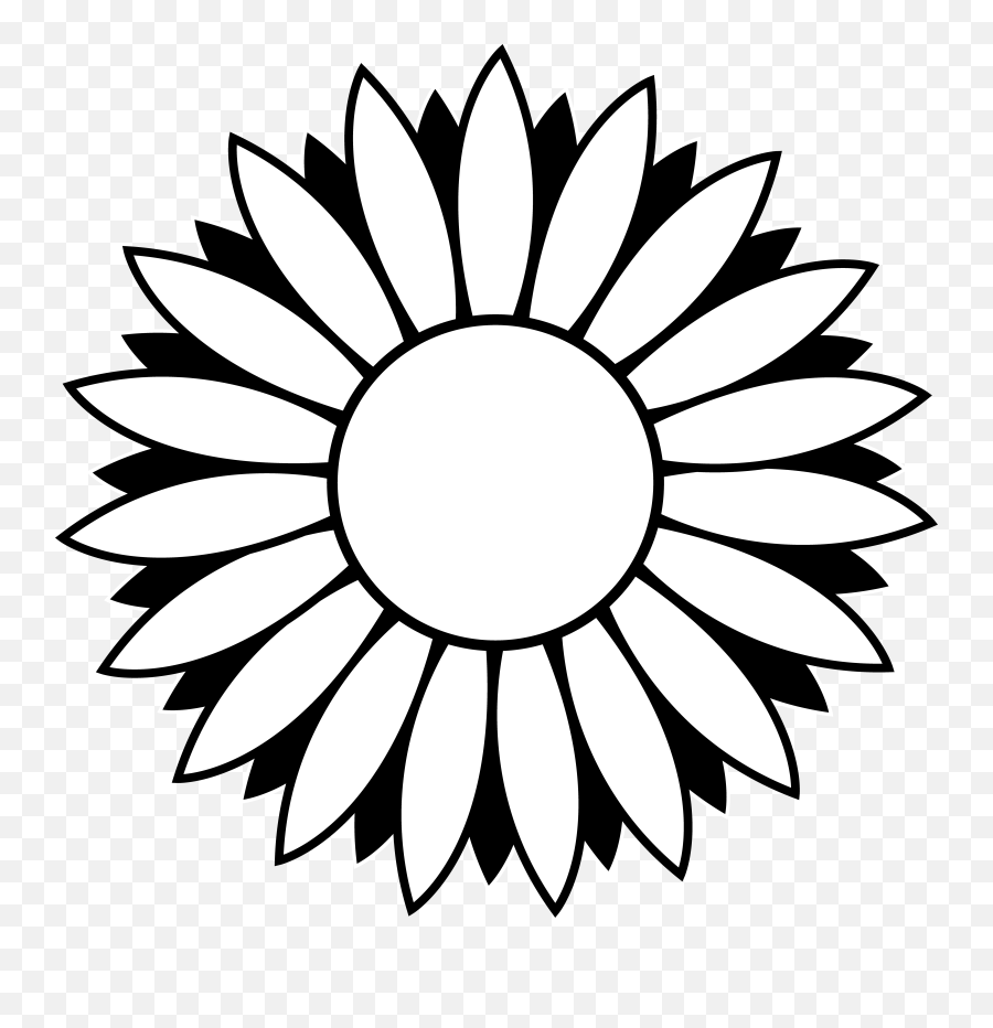 Sunflower Clipart Sunflower Black - Outline Sunflower Black And White Clipart Emoji,Sunflower Clipart