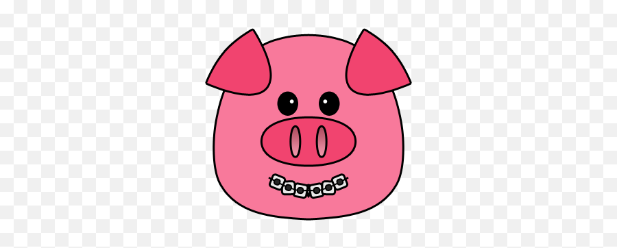 Wang Smiles - Cartoon Pig With Braces Emoji,Braces Clipart