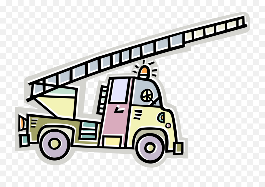 Fire Engine Ladder Truck - Vector Image Emoji,Fire Truck Ladder Clipart
