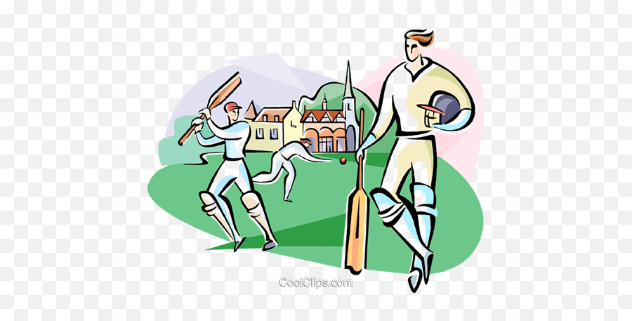 Cricket Players Royalty Free Vector Clip Art Illustration - Rounders Cartoon Emoji,Cricket Clipart