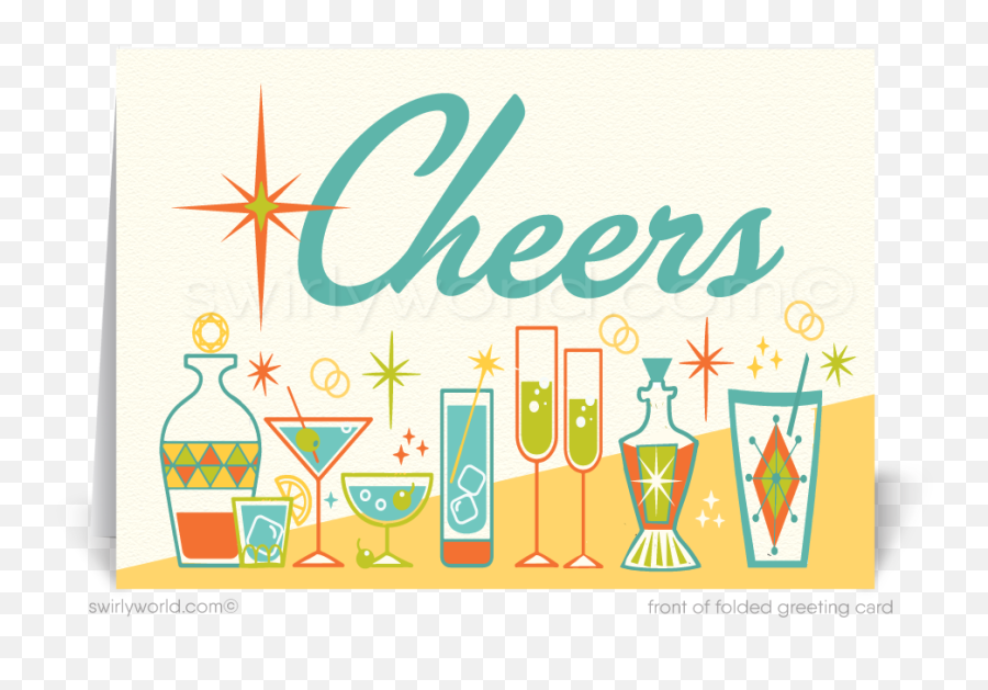 2021 Cheers Atomic Mid - Century Retro Modern Happy New Year Cards Mid Century Happy New Year 2021 Emoji,Cheers Logos