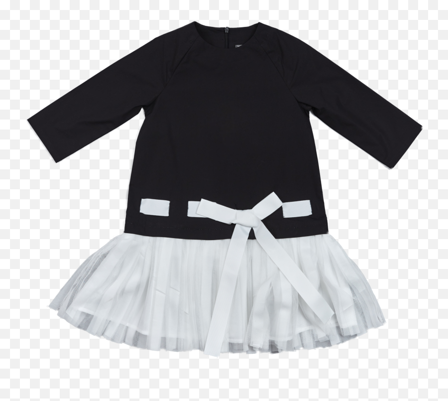 Pompomme Black U0026 White Bow Dress With Tulle Bottom Emoji,White Bow Png