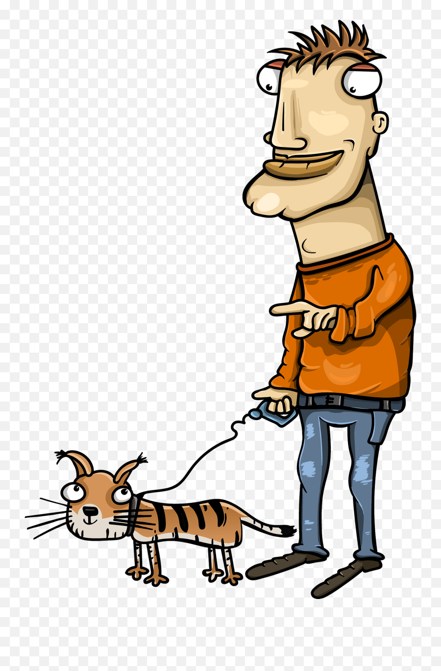 Man With Cat On A Walk Clipart Free Download Transparent - Walk The Cat Clipart Emoji,Walk Clipart