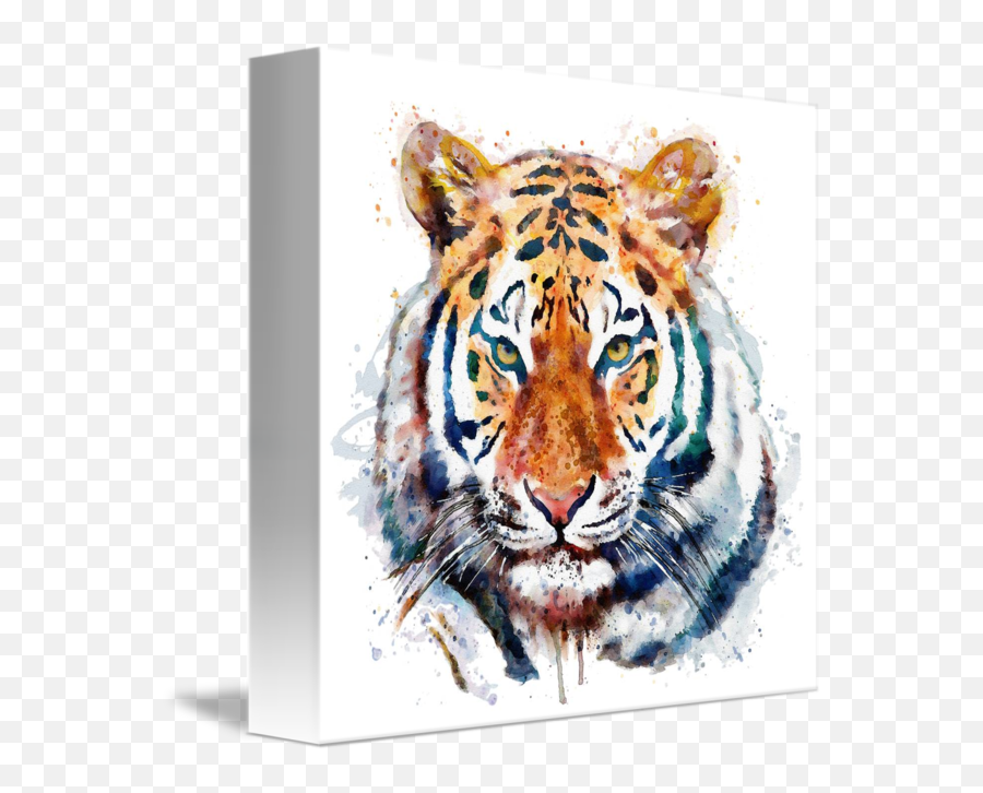 Tiger Head Watercolor By Marian Voicu Emoji,Tiger Head Png