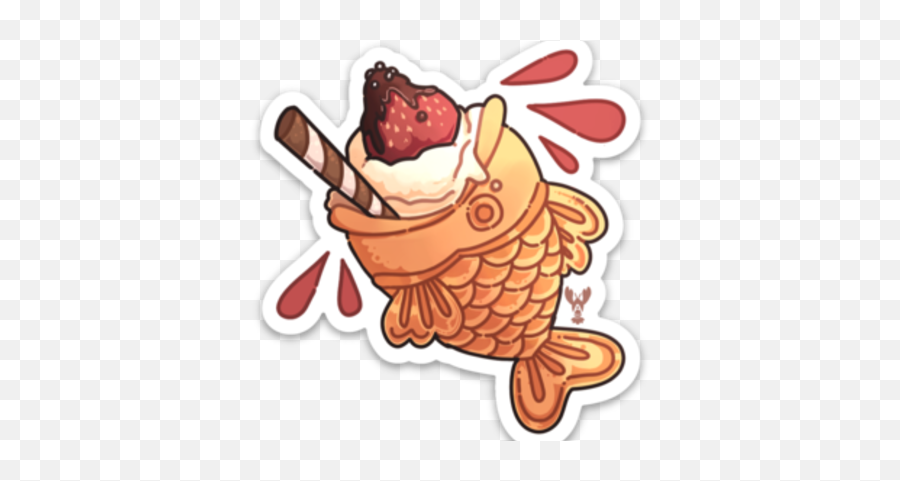 Orange Aesthetic Sticker Set Lobbopalooza Online - Ice Cream Taiyaki Fish Stickers Emoji,Aesthetic Stickers Png