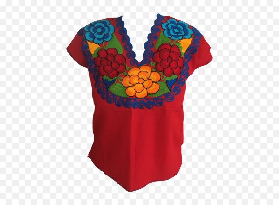 Mexican Blouse Floral Shirt Outfit - Mexican Traditional Hand Embroidered Blouses Emoji,Mexican Flowers Png