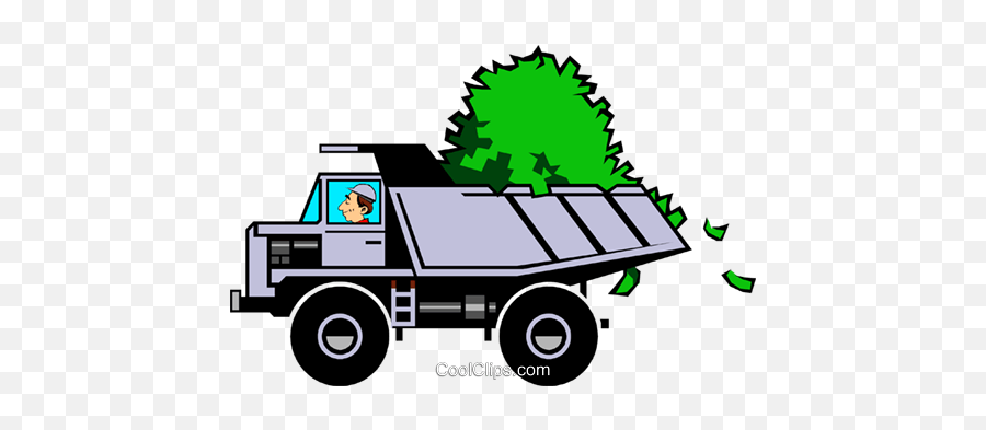 Cartoon Dump Truck With Money Royalty - Truck With Money Cartoon Emoji,Dump Truck Clipart