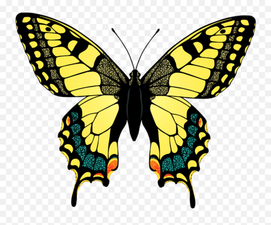 Swallowtail Butterfly Clip Art - Yellow Butterfly Png Hd Emoji,Butterfly Clipart
