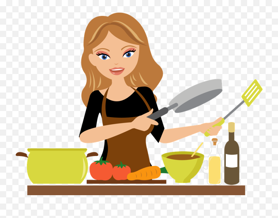 Owl Clip Art Kitchen Clipart - Girl Cooking Food Png Emoji,Cooking Clipart
