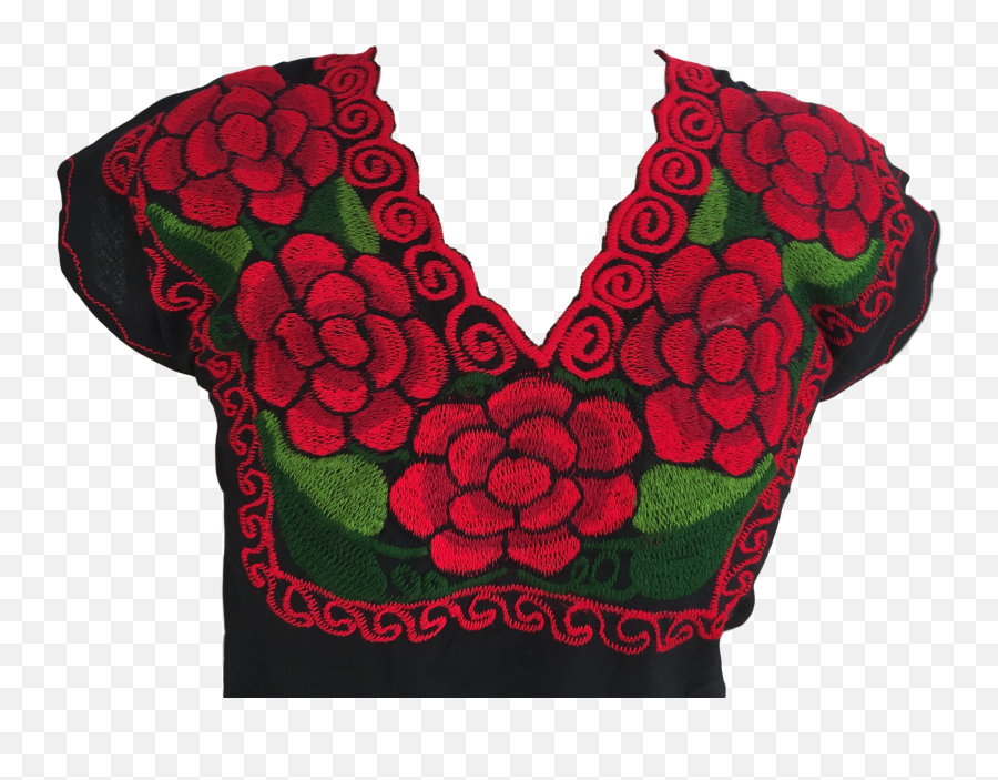 Black Mexican Blouse With Red Flowers Emoji,Mexican Flowers Png
