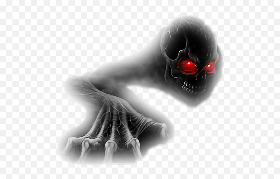 Download Hd Skull Skeleton Bones Creepy Creeping Glow Red Emoji,Red Glowing Eyes Png