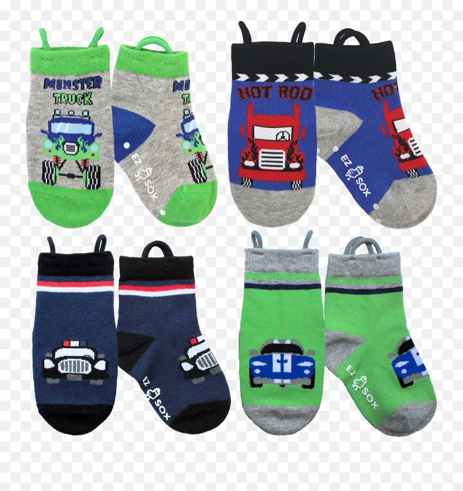 Ez Sox Kids Toddler Socks Seamless Toe Non Skid Grips Monster Trucks - Cars 13 Yr Emoji,Nba Logo Socks