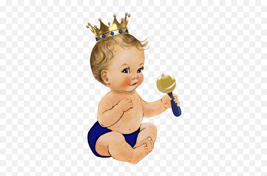 A Royal Blue Prince Baby Shower Gold Boy Blonde Invitation - Baby Prince Emoji,Baby Rattle Clipart