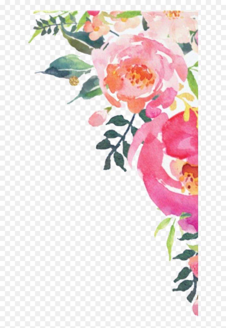 Watercolor Flowers Border Frame Sticker By Stephanie - Flower Watercolor Corner Png Emoji,Watercolor Floral Png