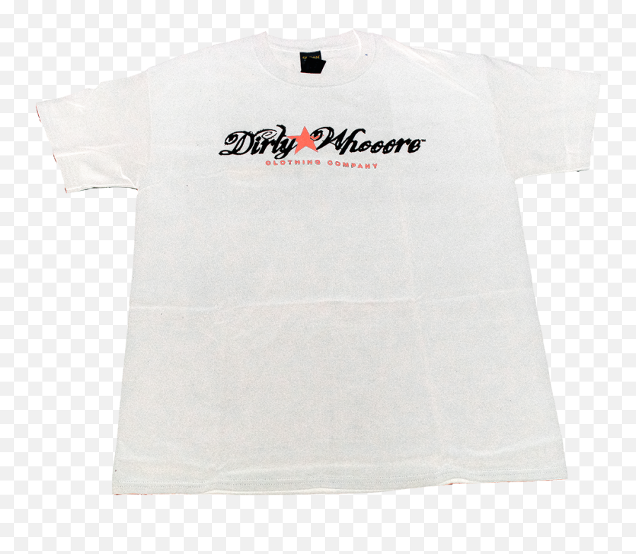 Dirty Whooore Menu0027s White T With Star Logo Red - Short Sleeve Emoji,Red Star Logo