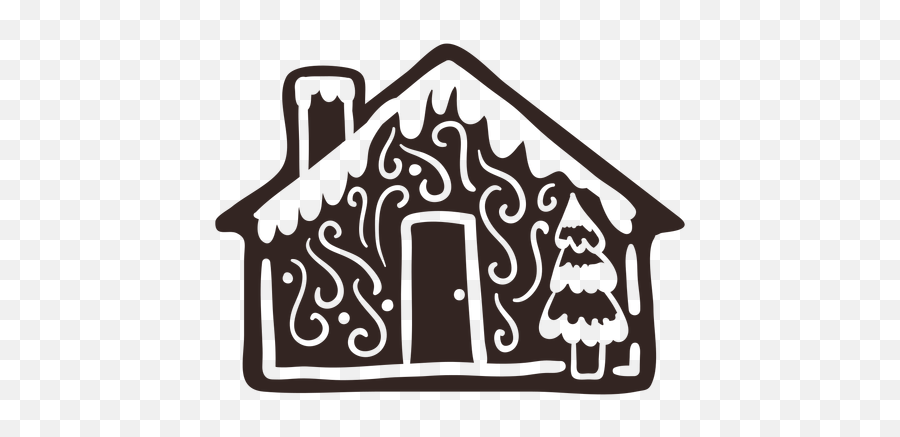 Gingerbread Fir House Cookie Detailed Silhouette - Language Emoji,Gingerbread House Png