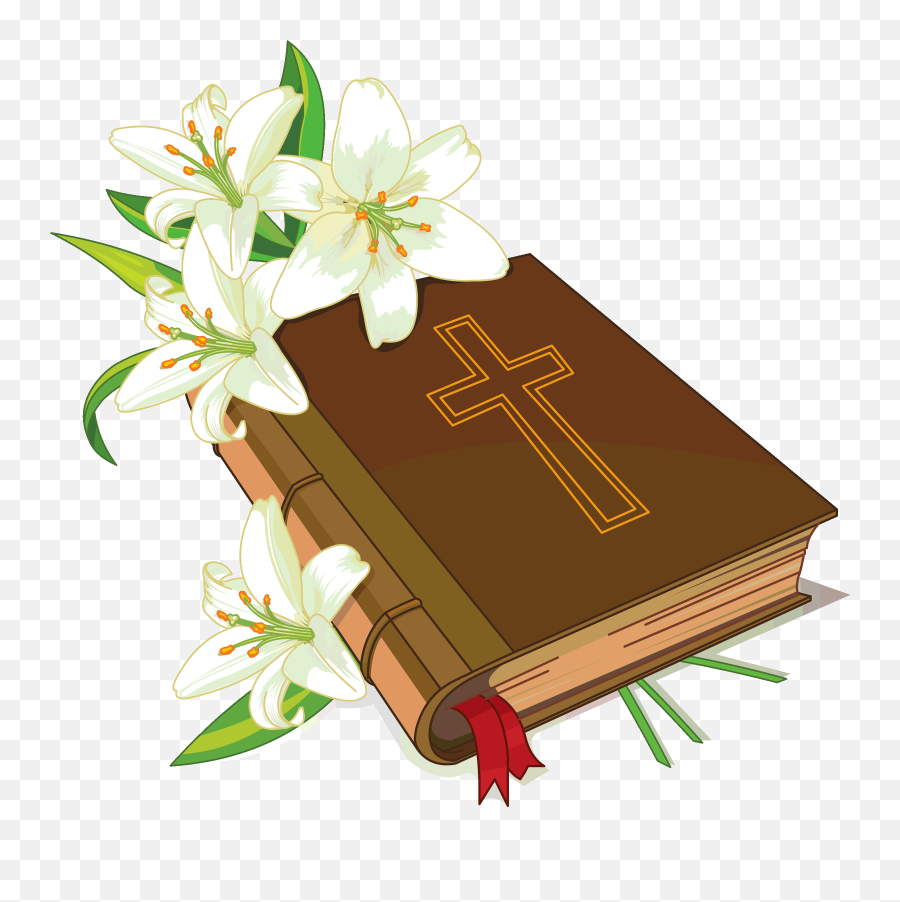 Christian Bible And Flowers Clipart - Dove Cross And Bible Clipart Emoji,Bible Clipart