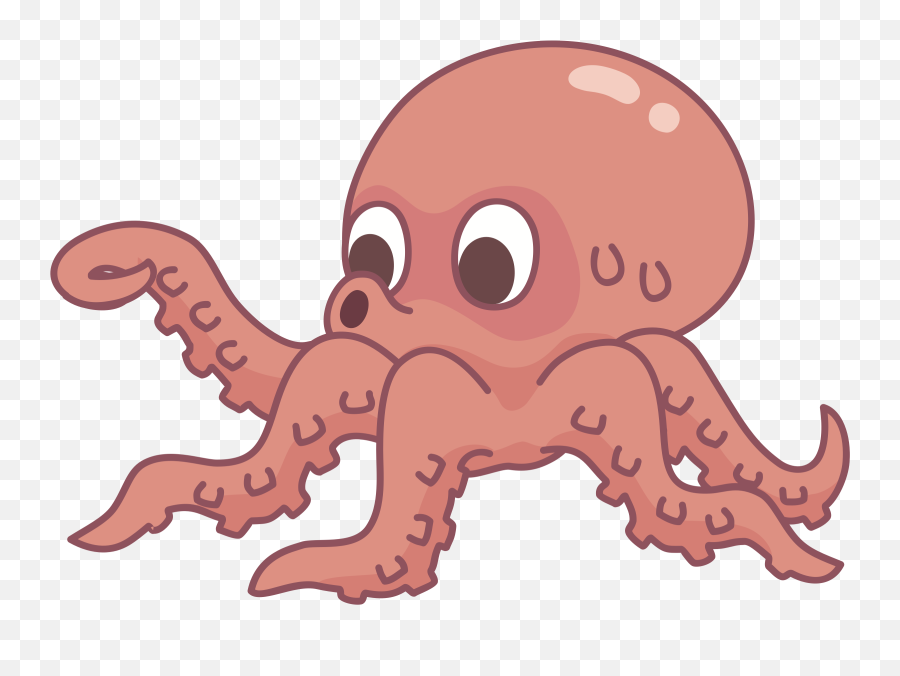 Octopus Clipart Invertebrate Octopus Invertebrate - Cartoon Transparent Octopus Png Emoji,Octopus Clipart