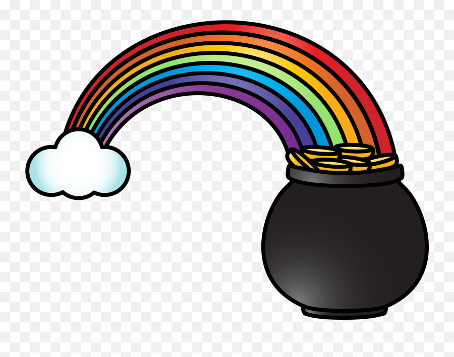 Download Hd Pot Of Gold Rainbow Whimsyclips Transparent Png - Pot Of Gold Rainbow Clipart Transparent Emoji,Pot Of Gold Png