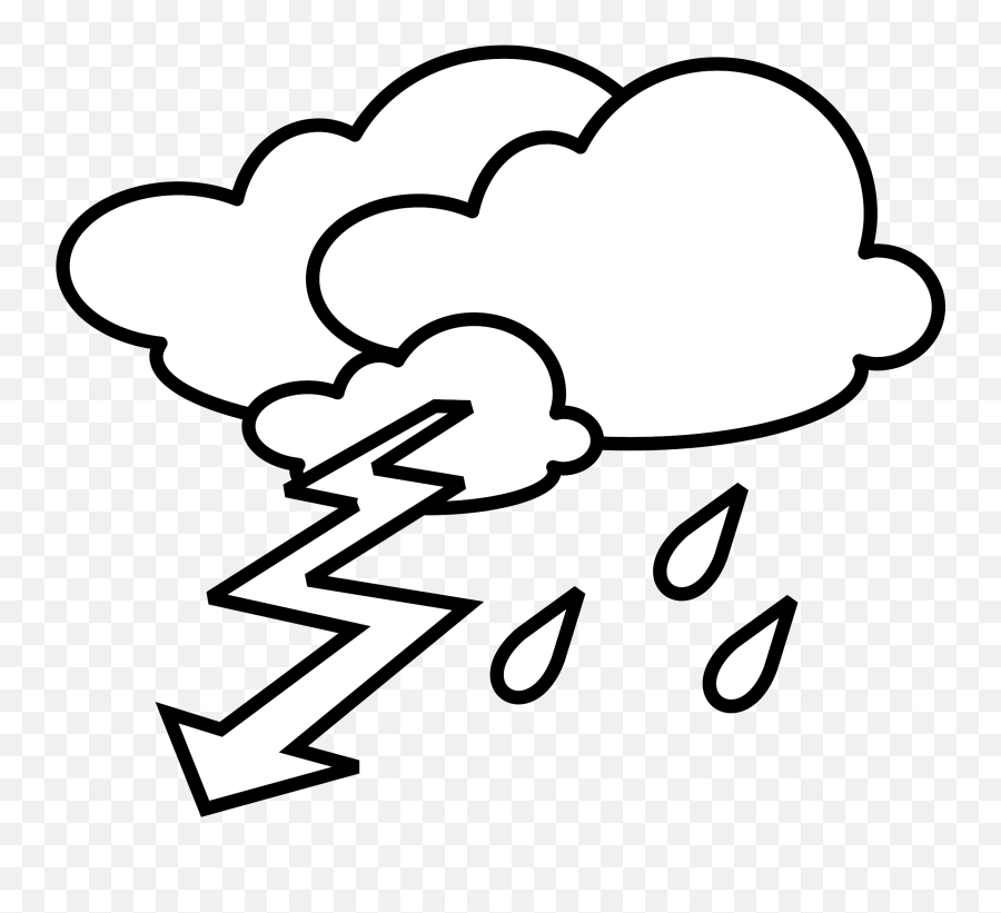 Stormy Outline Clip Art - Black And White Thunder Clipart Emoji,Wind Clipart