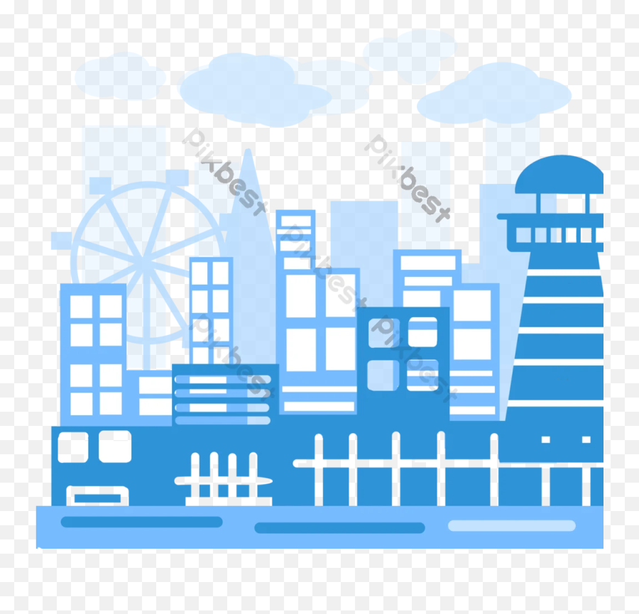 Vector Drawing Cartoon City Silhouette - Vertical Emoji,City Silhouette Png