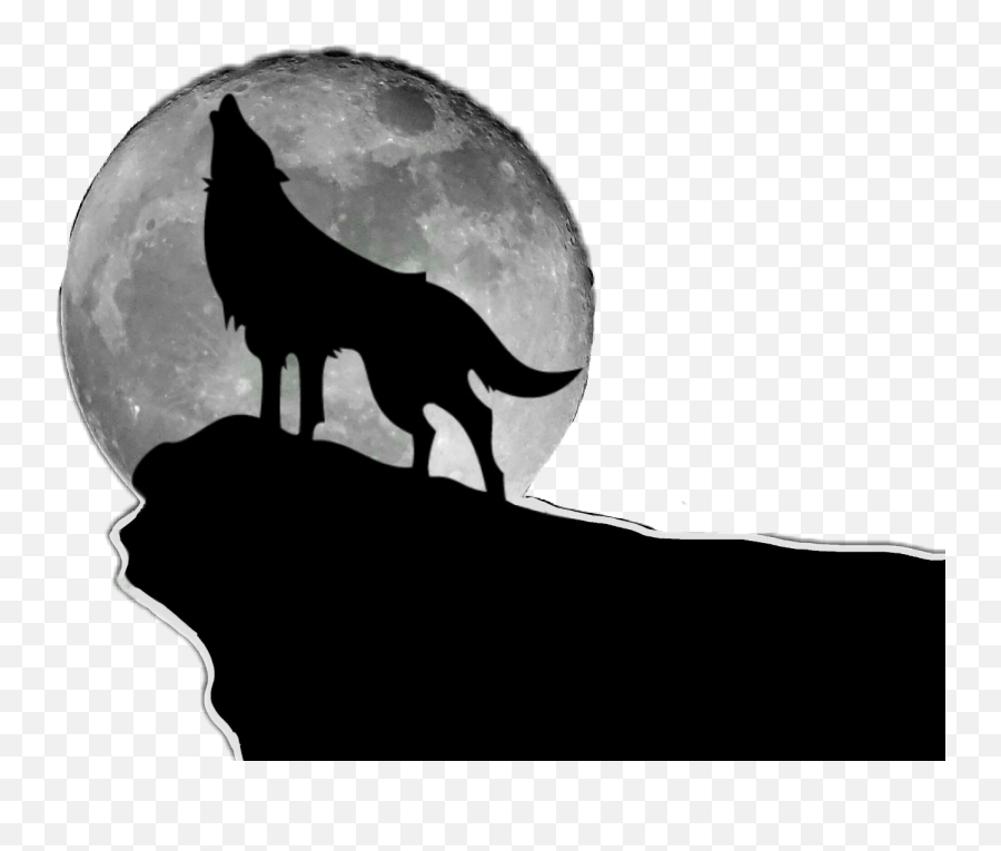 Download Freetoedit Wolf Moon Silhouette Howling Night Emoji,Wolf Howling Png