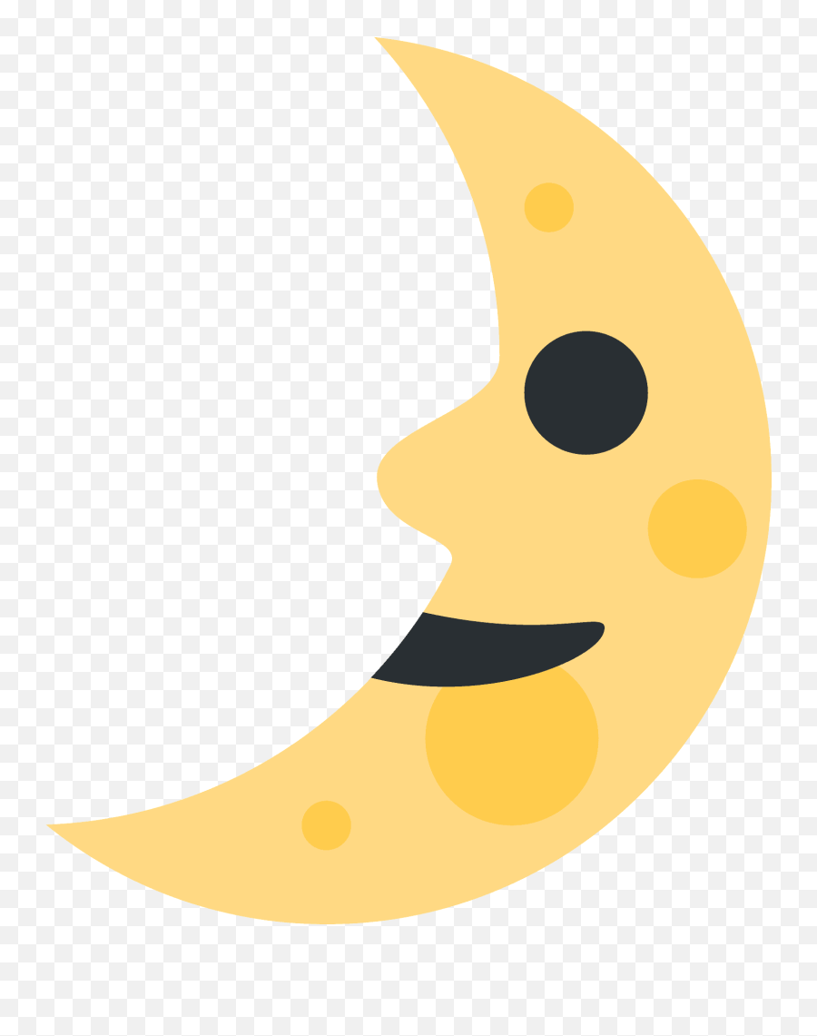 First Quarter Moon Face Emoji Clipart - Half Moon Smiley,Quarter Clipart