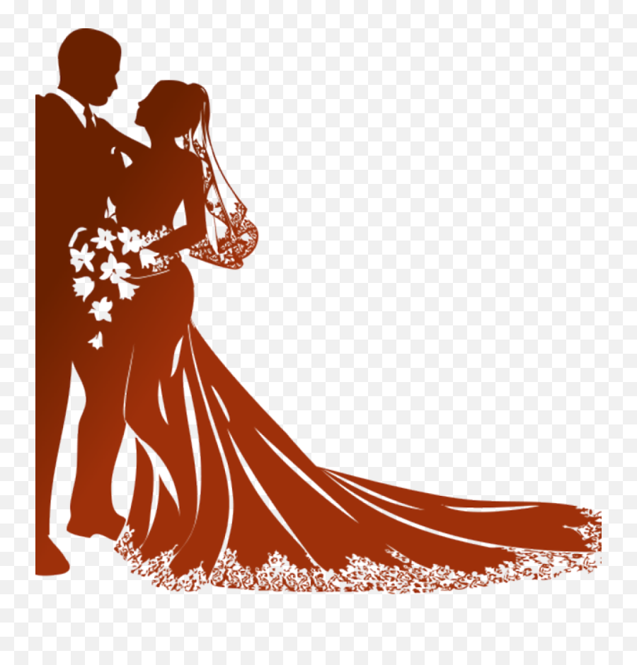 Free Wedding Clipart Transparent - Bride And Groom Silhouette Clip Emoji,Wedding Clipart