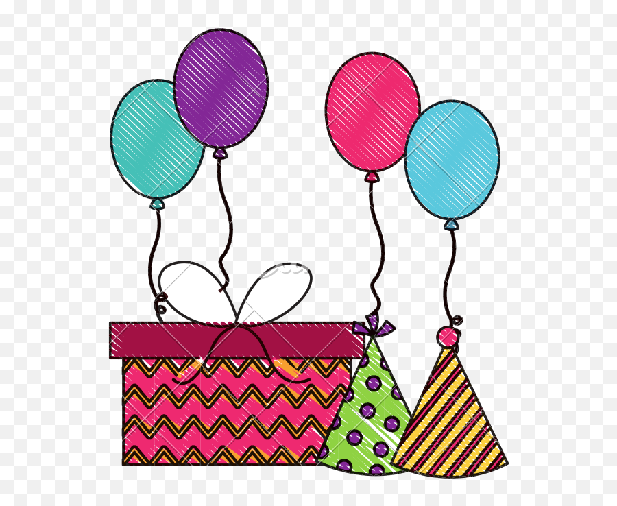Ballon Drawing Birthday Balloon - Balloons Drawing Birthday Balloons Party Clipart Emoji,Birthday Balloons Clipart
