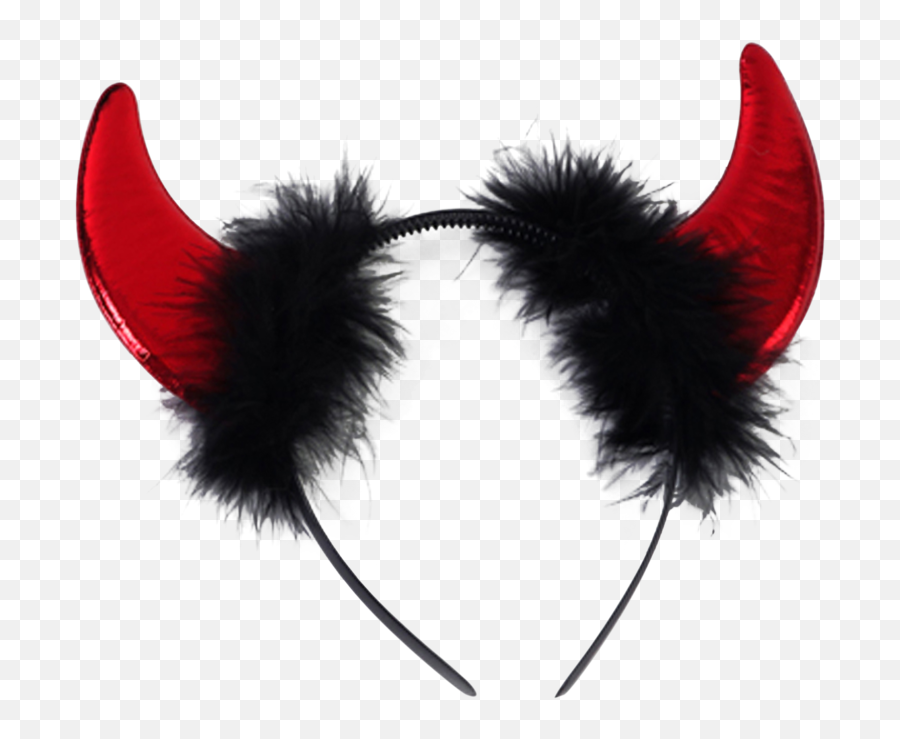 Halloween Metallic Devil Horns With Feather Trim Headband - Delivered In Minutes Emoji,Demon Horns Transparent