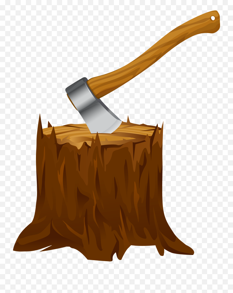 Tree Stump With Axe Clipart Png Image - Tree Stump With Axe Png Emoji,Wood Clipart