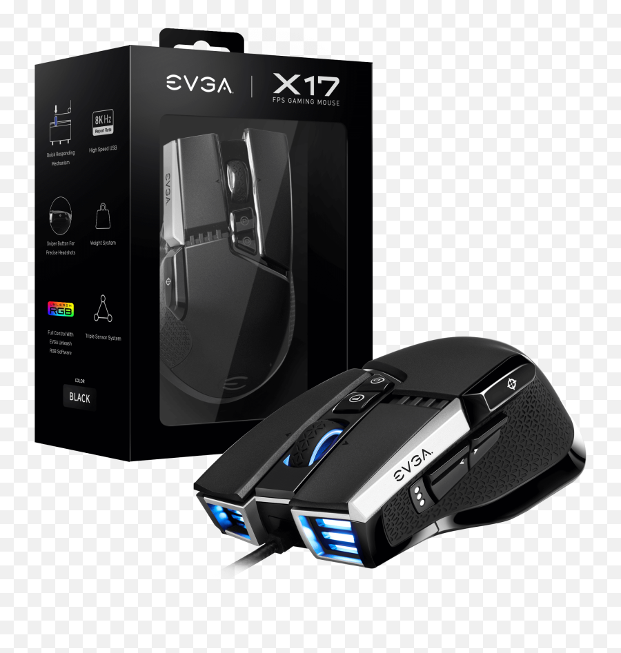 Evga X17 Gaming Mouse Wired Black - Evga Mouse Emoji,Gaming Mouse Png