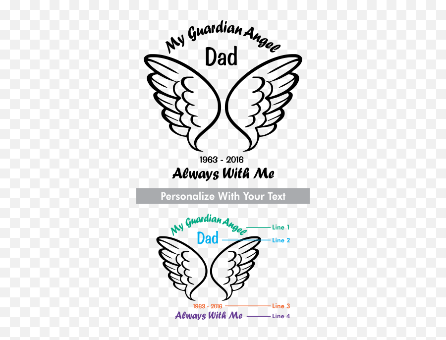 Download Guardian Angel Style - Decal Png Image With No Loving Memory Of Dad Car Decals Emoji,In Loving Memory Clipart