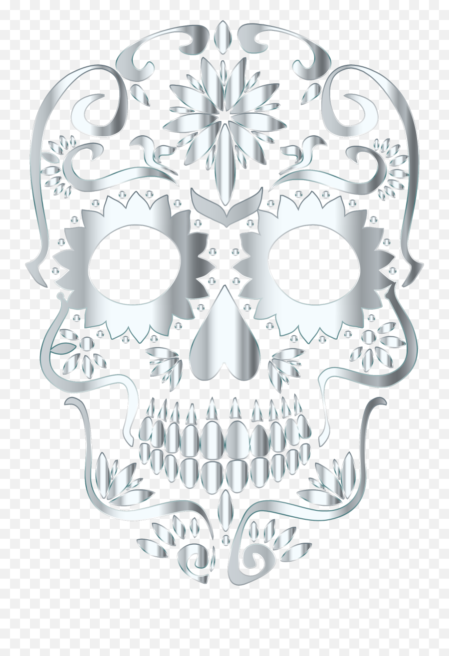 Transparent Skull Png - Silver Sugar Skull Transparent Emoji,Sugar Skull Clipart