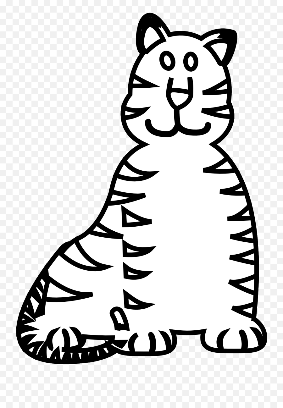 Clip Art White And Black Tiger - Tiger Animal Line Art Emoji,Tiger Clipart Black And White