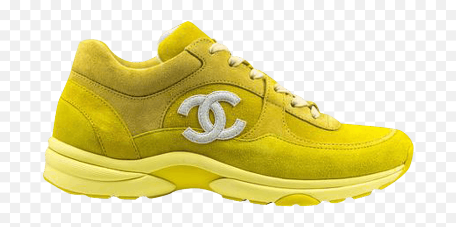 Chanel Wmns Logo Suede Sneaker Yellow - Chanel Sneakers Yellow Emoji,Chanel Logo T Shirts
