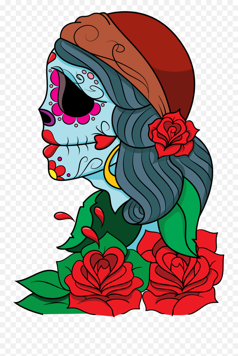 Day Of The Dead Gypsy Clipart - Day Of The Dead Clip Art Free Emoji,Day Of The Dead Clipart