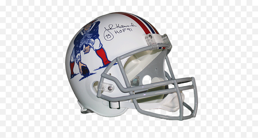 John Hannah New England Patriots Autographed Replica Full Size Football Helmet Jsa W Inscription - Revolution Helmets Emoji,Patriots Helmet Logo