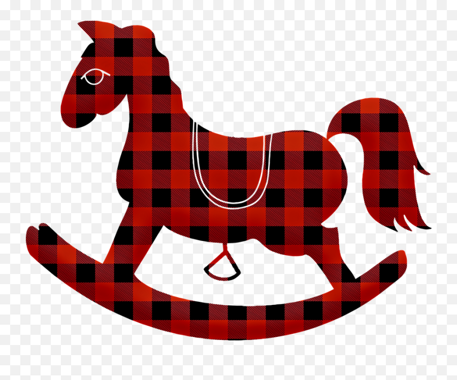 Buffalo Plaid Rocking Horse Christmas Horse Emoji,Rocking Horse Clipart