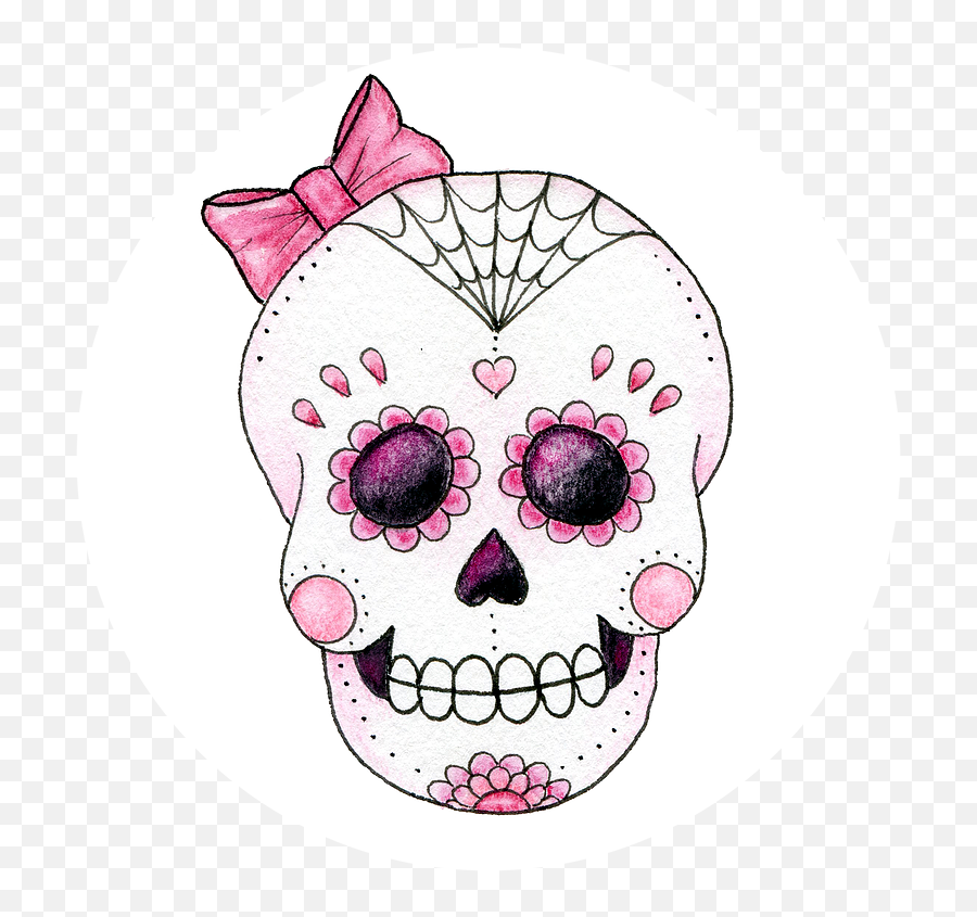 Skull Clipart Pink - Cute Sugar Skull Pinkl Emoji,Sugar Skull Clipart