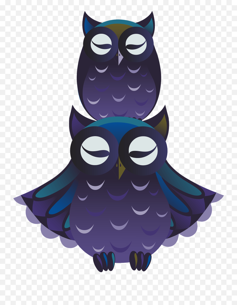 Two Purple Owls Clipart - Soft Emoji,Owls Clipart