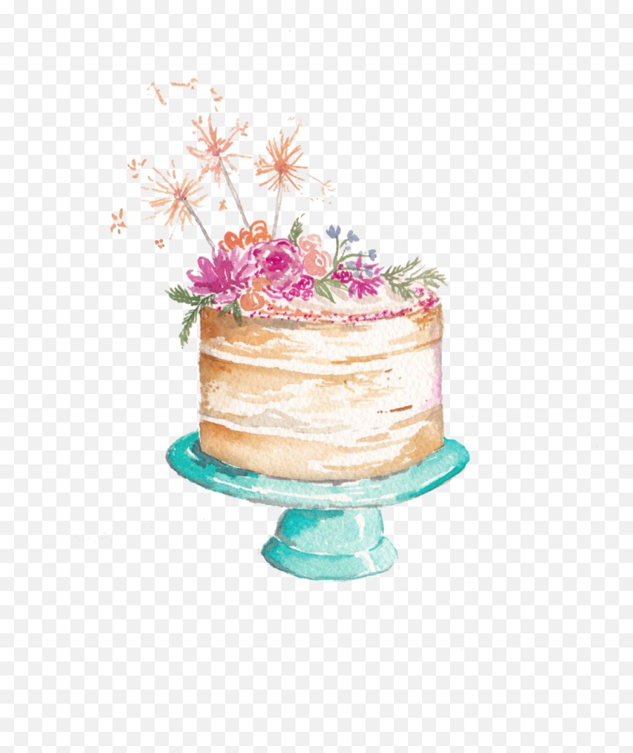 Download Icing Sugar Watercolor Wedding Cake Frosting - Cake Watercolor Emoji,Hummingbird Clipart